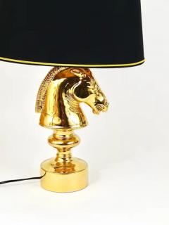 Tommaso Barbi Golden Hollywood Regency Horse Sculpture Table or Side Lamp Italy 1970s - 4062713