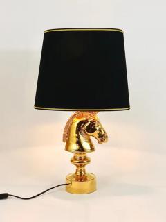 Tommaso Barbi Golden Hollywood Regency Horse Sculpture Table or Side Lamp Italy 1970s - 4062719