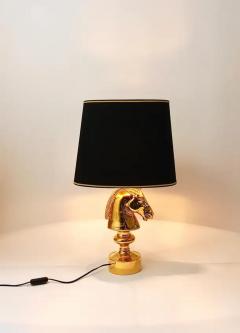 Tommaso Barbi Golden Hollywood Regency Horse Sculpture Table or Side Lamp Italy 1970s - 4062748