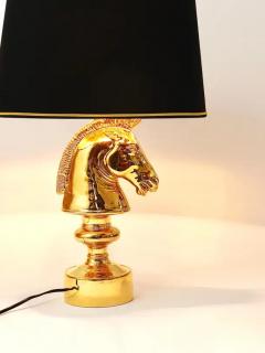 Tommaso Barbi Golden Hollywood Regency Horse Sculpture Table or Side Lamp Italy 1970s - 4062750