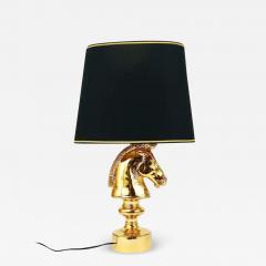Tommaso Barbi Golden Hollywood Regency Horse Sculpture Table or Side Lamp Italy 1970s - 4065375