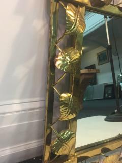 Tommaso Barbi HAND FORMED BRASS LEAF AND FLOWER MODERN MIRROR - 865239