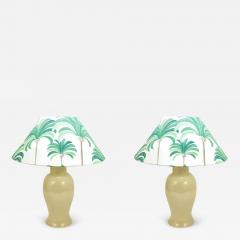 Tommaso Barbi Pair Tommaso Barbi Riviera Palm Tree 1970s Table Lamps With Matching Pillows - 4065410