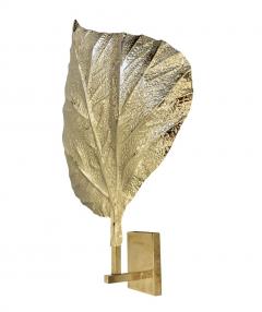 Tommaso Barbi Pair of Brass Leaf Wall Lights by Tommaso Barbi - 3215191