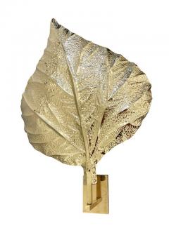 Tommaso Barbi Pair of Brass Leaf Wall Lights by Tommaso Barbi - 3215199