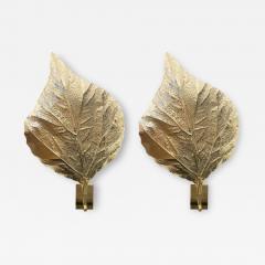 Tommaso Barbi Pair of Brass Leaf Wall Lights by Tommaso Barbi - 3216627