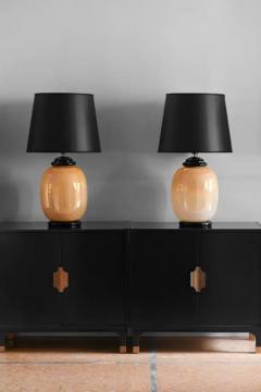Tommaso Barbi Pair of Tommaso Barbi lamps in opaline Murano glass Italy 1980 - 3474112