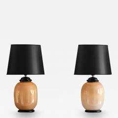 Tommaso Barbi Pair of Tommaso Barbi lamps in opaline Murano glass Italy 1980 - 3514625