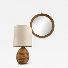 Tommaso Barbi Round Mirror and Table Lamp in Bamboo and Brass - 1031216