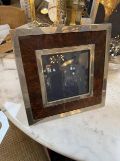 Tommaso Barbi Signed Tommaso Barbi Italian Burl Wood and Brass Picture Frame 1970s - 4695500