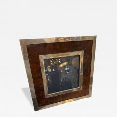 Tommaso Barbi Signed Tommaso Barbi Italian Burl Wood and Brass Picture Frame 1970s - 4697945