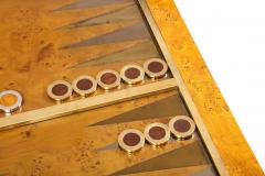 Tommaso Barbi Tommaso Barbi Brass and Burl Wood Backgammon Coffee Table Italy 1960s - 2479492