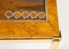 Tommaso Barbi Tommaso Barbi Brass and Burl Wood Backgammon Coffee Table Italy 1960s - 2479495