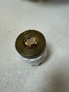 Tommaso Barbi Tommaso Barbi Brass and Ceramic Table Lighter Italy 1970s - 4388531