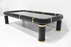 Tommaso Barbi Tommaso Barbi Cocktail Table in Black Ceramic with Brass Trim - 1735254