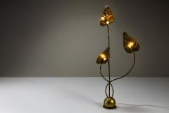 Tommaso Barbi Tommaso Barbi Leaf Floorlamp in Hammered Brass Italy 1970s - 3966806