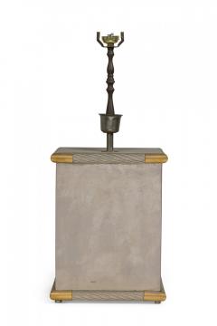 Tommaso Barbi Tommaso Barbi Mid Century Italian Brass and Silverplate Rectangular Table Lamp - 4162592