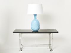 Tommaso Barbi Tommaso Barbi XL blue pineapple ceramic table lamp 1970s - 2267938