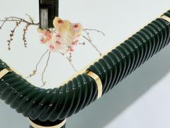 Tommaso Barbi Tommaso Barbi olive green ceramic and brass coffee table 1970s - 4086911