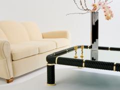 Tommaso Barbi Tommaso Barbi olive green ceramic and brass coffee table 1970s - 4086912