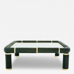 Tommaso Barbi Tommaso Barbi olive green ceramic and brass coffee table 1970s - 4097585