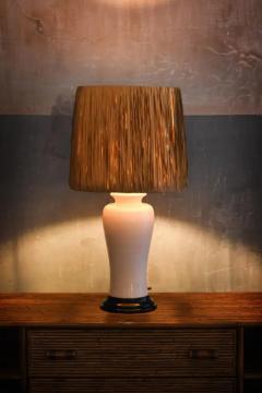 Tommaso Barbi Tommaso Barbi table lamp in ceramic complete with raffia lampshade - 3491984