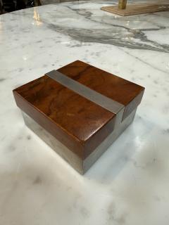 Tommaso Barbi Vintage Burl Wood Brushed Metal Box - 4593290