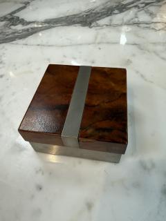 Tommaso Barbi Vintage Burl Wood Brushed Metal Box - 4593291