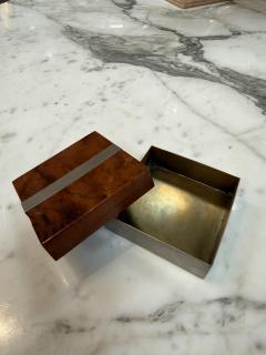 Tommaso Barbi Vintage Burl Wood Brushed Metal Box - 4593292
