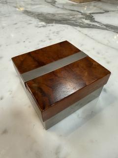 Tommaso Barbi Vintage Burl Wood Brushed Metal Box - 4593293