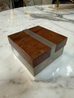 Tommaso Barbi Vintage Burl Wood Brushed Metal Box - 4593298
