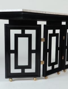 Tommi Parzinger A pair of Mid Century Modern ebonized marble top console tables circa 1950 - 2107743