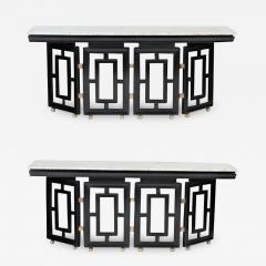 Tommi Parzinger A pair of Mid Century Modern ebonized marble top console tables circa 1950 - 2109733