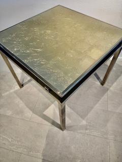 Tommi Parzinger American Modern Chrome Lacquer Silver Leaf Game Table 1960s - 4611298