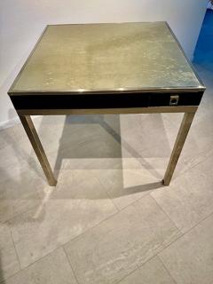 Tommi Parzinger American Modern Chrome Lacquer Silver Leaf Game Table 1960s - 4611299