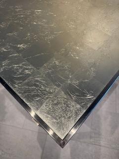 Tommi Parzinger American Modern Chrome Lacquer Silver Leaf Game Table 1960s - 4611302