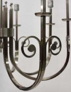 Tommi Parzinger Highly Important Rare Tommi Parzinger Hand Made Nickel Finish Chandelier - 1367693