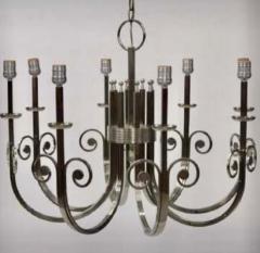 Tommi Parzinger Highly Important Rare Tommi Parzinger Hand Made Nickel Finish Chandelier - 1367694