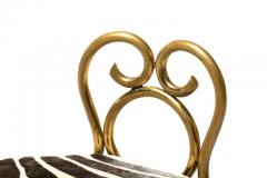 Tommi Parzinger Hollywood Regency Brass Vanity or Dressing Stool in Soft Zebra Print Cowhide - 2997858