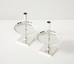 Tommi Parzinger Large Tommi Parzinger Polished Nickel Candlesticks - 4296716