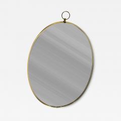 Tommi Parzinger MID CENTURY BRASS FRAMED OVAL MIRROR WITH RING IN THE MANNER OF TOMMI PARZINGER - 4698244