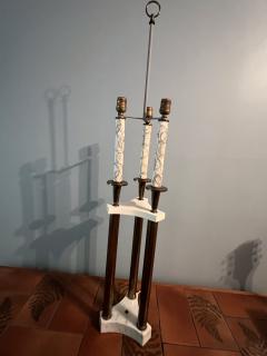 Tommi Parzinger MID CENTURY MODERN BRASS AND MARBLE LAMP WITH ORIGINAL UNUSUAL SHADE - 3168046