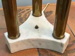 Tommi Parzinger MID CENTURY MODERN BRASS AND MARBLE LAMP WITH ORIGINAL UNUSUAL SHADE - 3168051