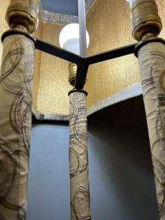 Tommi Parzinger MID CENTURY MODERN BRASS AND MARBLE LAMP WITH ORIGINAL UNUSUAL SHADE - 3168053