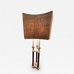 Tommi Parzinger MID CENTURY MODERN BRASS AND MARBLE LAMP WITH ORIGINAL UNUSUAL SHADE - 3323459