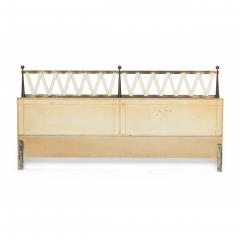 Tommi Parzinger Mid Century American Brass and Leather King Size Headboard - 4642291