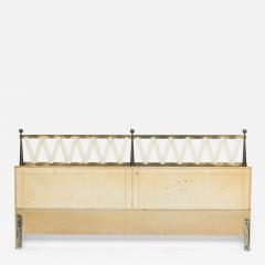 Tommi Parzinger Mid Century American Brass and Leather King Size Headboard - 4642292