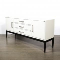 Tommi Parzinger Mid Century Cream Lacquer w Black Lacquer Supports Sideboard by Tommi Parzinger - 4654290