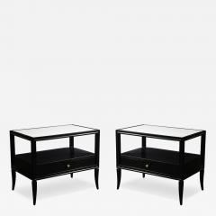 Tommi Parzinger Mid Century Ebonized Walnut Night Stands End Tables w Brass by Tommi Parzinger - 4076199
