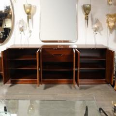Tommi Parzinger Mid Century Fluted Walnut Sideboard w Sculptural Brass Pulls by Tommi Parzinger - 4489911